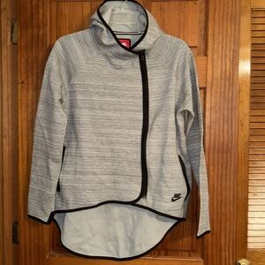 Nike Hoodie Womens Large Gray Tech Fleece Asymmetric Cape Hoody Sweatshirt Zip